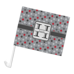Red & Gray Polka Dots Car Flag (Personalized)