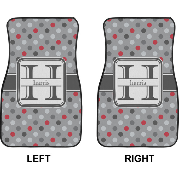 Red & Gray Polka Dots Car Mat Front - Approval