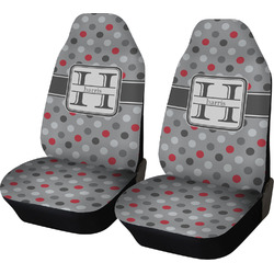 Red & Gray Polka Dots Car Seat Covers (Set of Two) (Personalized)