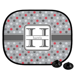 Red & Gray Polka Dots Car Side Window Sun Shade (Personalized)