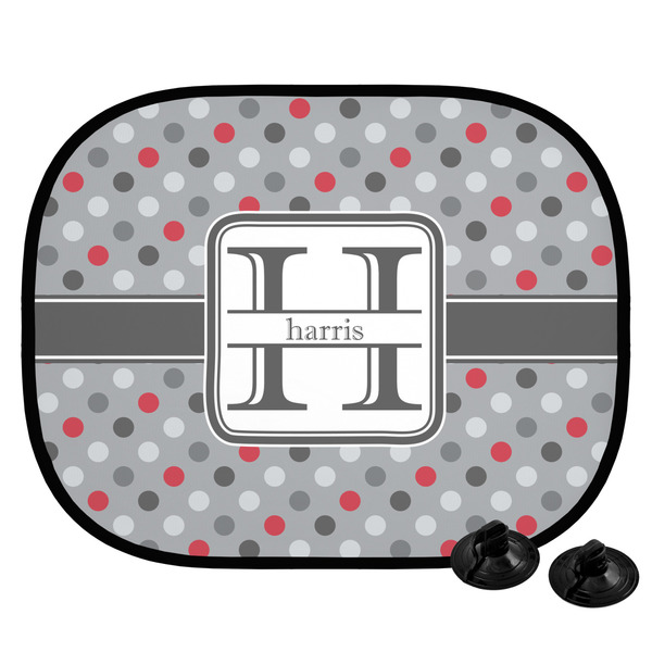 Custom Red & Gray Polka Dots Car Side Window Sun Shade (Personalized)