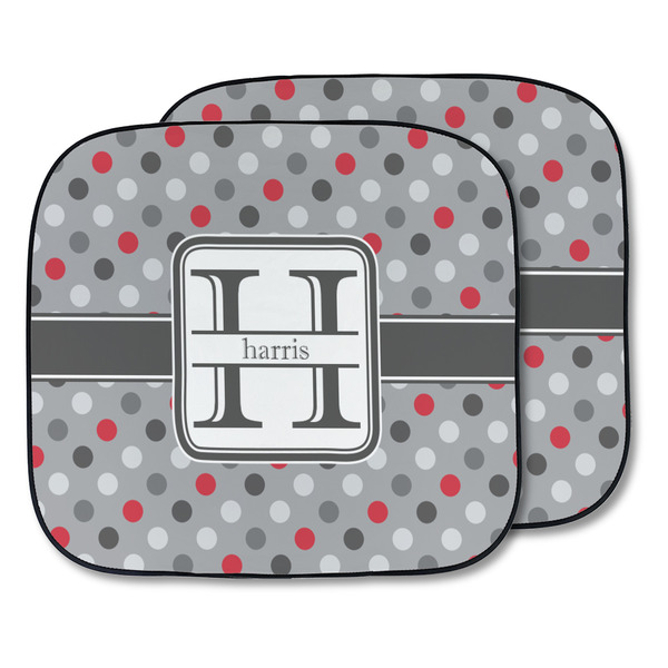 Custom Red & Gray Polka Dots Car Sun Shade - Two Piece (Personalized)
