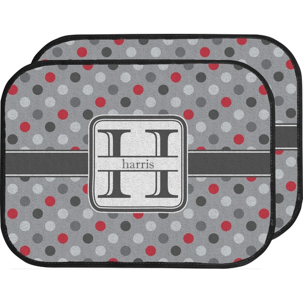 Custom Red & Gray Polka Dots Car Floor Mats (Back Seat) (Personalized)