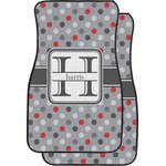 Red & Gray Polka Dots Car Floor Mats (Front Seat) (Personalized)