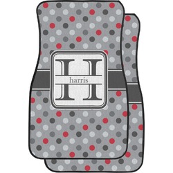Red & Gray Polka Dots Car Floor Mats (Front Seat) (Personalized)