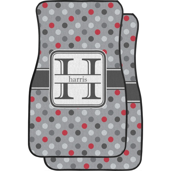 Red & Gray Polka Dots Custom Car Floor Mats (Front Seat)