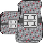 Red & Gray Polka Dots Car Floor Mats Set - 2 Front & 2 Back (Personalized)