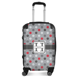 Red & Gray Polka Dots Suitcase - 20" Carry On (Personalized)