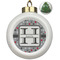 Red & Gray Polka Dots Ceramic Christmas Ornament - Xmas Tree (Front View)