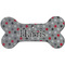Red & Gray Polka Dots Ceramic Dog Ornament - Front w/ Name and Initial