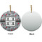 Red & Gray Polka Dots Ceramic Flat Ornament - Circle Front & Back (APPROVAL)