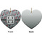 Red & Gray Polka Dots Ceramic Flat Ornament - Heart Front & Back (APPROVAL)