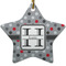 Red & Gray Polka Dots Ceramic Flat Ornament - Star (Front)
