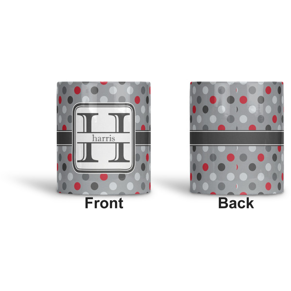 Red & Gray Polka Dots Ceramic Pen Holder - Apvl