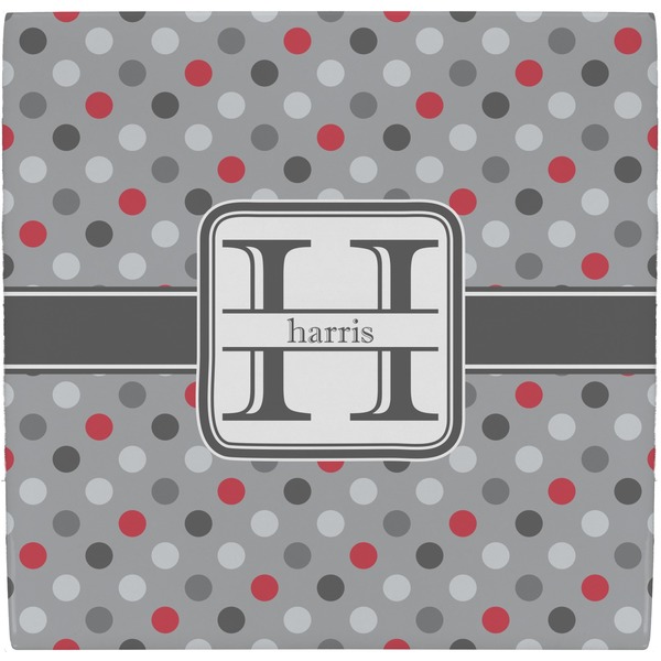 Custom Red & Gray Polka Dots Ceramic Tile Hot Pad (Personalized)