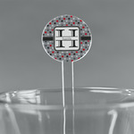 Red & Gray Polka Dots 5.5" Round Plastic Stir Sticks - Clear (Personalized)