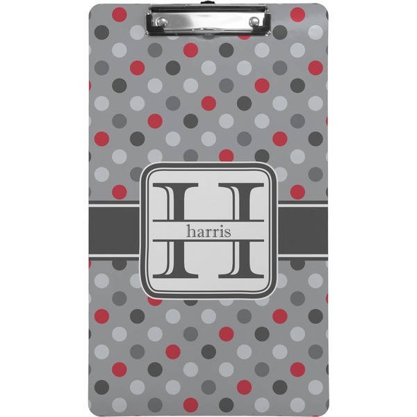 Red & Gray Polka Dots Clipboard (Legal)