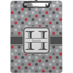 Red & Gray Polka Dots Clipboard (Letter Size) (Personalized)