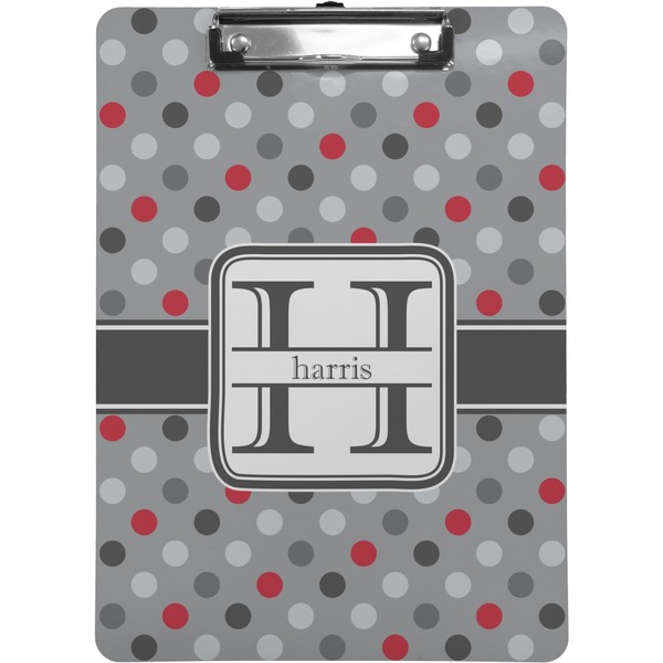 Custom Red & Gray Polka Dots Clipboard (Personalized)