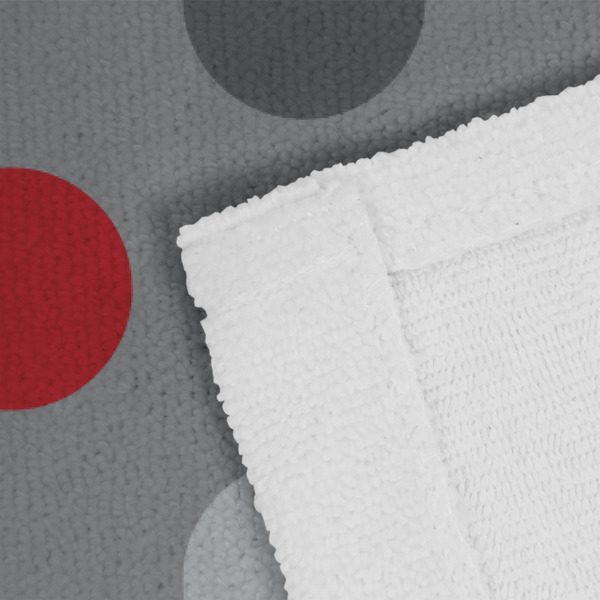 Red & Gray Polka Dots Close up of Fabric