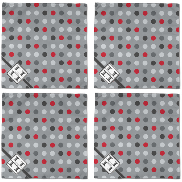 Red & Gray Polka Dots Cloth Napkins - Personalized Dinner (APPROVAL) Set of 4