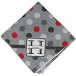 Red & Gray Polka Dots Cloth Dinner Napkin - Single w/ Name and Initial