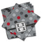 Red & Gray Polka Dots Cloth Napkins - Personalized Dinner (PARENT MAIN Set of 4)