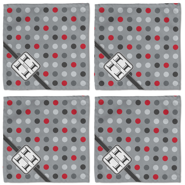 Red & Gray Polka Dots Cloth Napkins - Personalized Lunch (APPROVAL) Set of 4