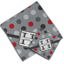 Red & Gray Polka Dots Cloth Napkin w/ Name and Initial