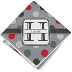 Red & Gray Polka Dots Cloth Cocktail Napkin - Single w/ Name and Initial