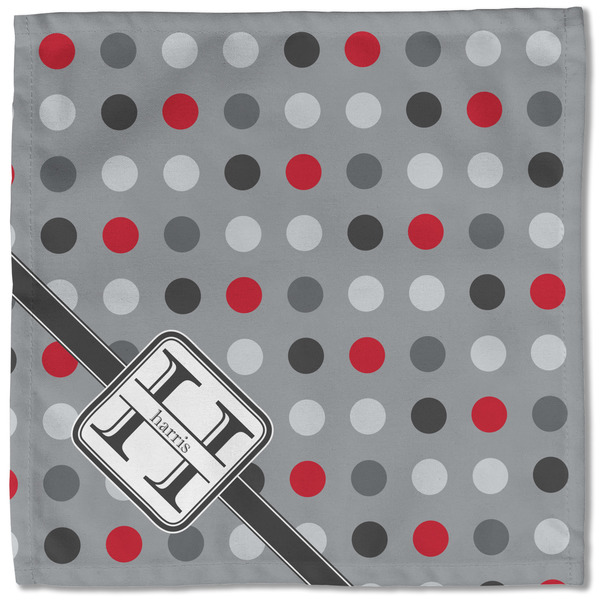 Red & Gray Polka Dots Cloth Napkins - Personalized Lunch (Single Full Open)