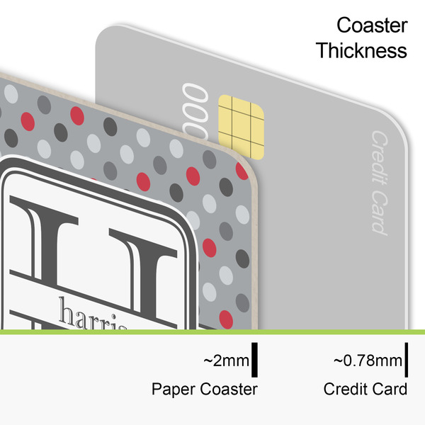 Red & Gray Polka Dots Coaster Thickness