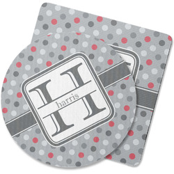 Red & Gray Polka Dots Rubber Backed Coaster (Personalized)