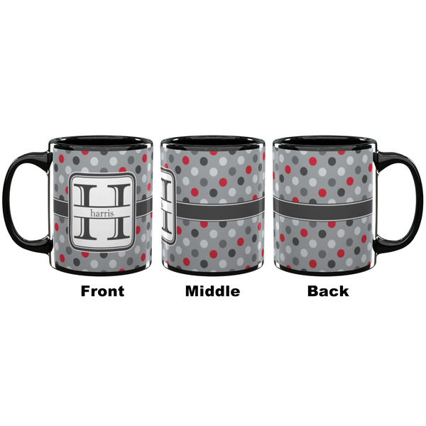 Red & Gray Polka Dots Coffee Mug - 11 oz - Black APPROVAL