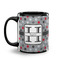 Red & Gray Polka Dots Coffee Mug - 11 oz - Black