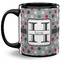 Red & Gray Polka Dots Coffee Mug - 11 oz - Full- Black