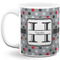Red & Gray Polka Dots 11 Oz Coffee Mug - White (Personalized)