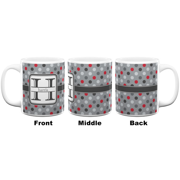 Red & Gray Polka Dots Coffee Mug - 11 oz - White APPROVAL