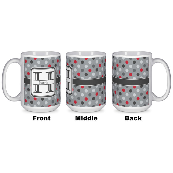 Red & Gray Polka Dots Coffee Mug - 15 oz - White APPROVAL