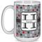 Red & Gray Polka Dots 15 Oz Coffee Mug - White (Personalized)