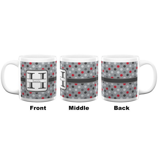 Red & Gray Polka Dots Coffee Mug - 20 oz - White APPROVAL