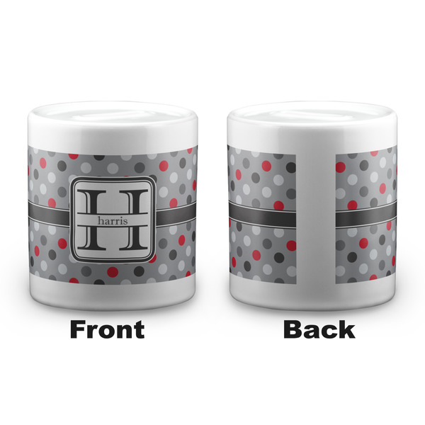 Red & Gray Polka Dots Coin Bank - Apvl