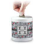 Red & Gray Polka Dots Coin Bank (Personalized)