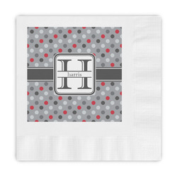 Red & Gray Polka Dots Embossed Decorative Napkins (Personalized)