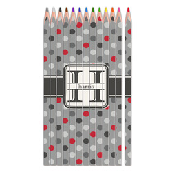 Red & Gray Polka Dots Colored Pencils (Personalized)