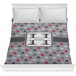 Red & Gray Polka Dots Comforter - Full / Queen (Personalized)