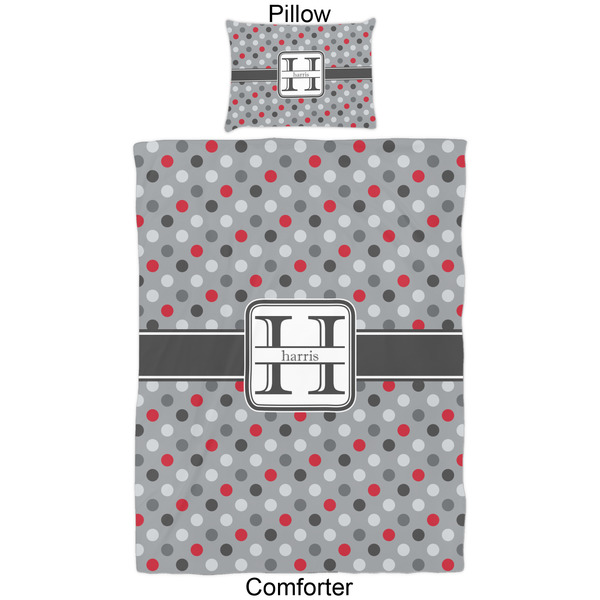 Red & Gray Polka Dots Comforter Set - Twin - Approval