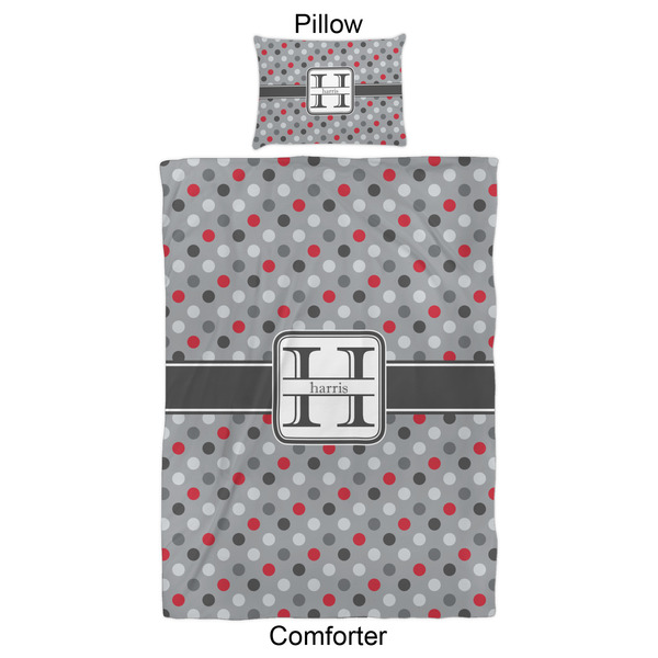 Red & Gray Polka Dots Comforter Set - Twin XL - Approval