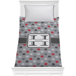 Red & Gray Polka Dots Comforter - Twin (Personalized)