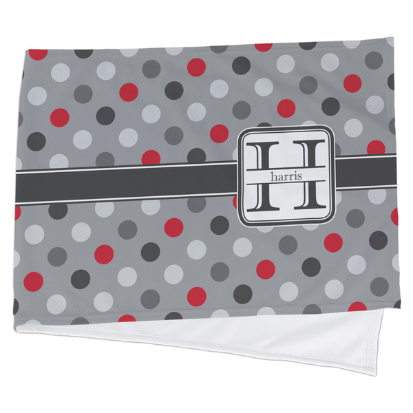 Custom Red & Gray Polka Dots Cooling Towel (Personalized)